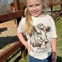 Load image into Gallery viewer, FarmKid Tee in oatmeal  poly/cotton/rayon by American Farmgirl