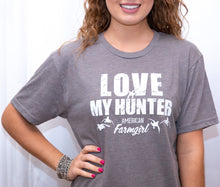 Load image into Gallery viewer, Love My Hunter short sleeve shirt with flying ducks by American Farmgirl