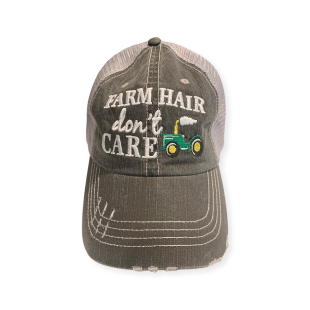 Farm Hair Don't Care trucker mesh ball cap from American Farmgirl