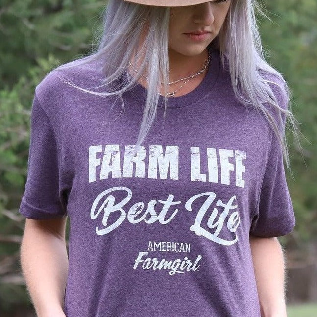 Farm Life Best Life tee in vintage purple by American Farmgirl